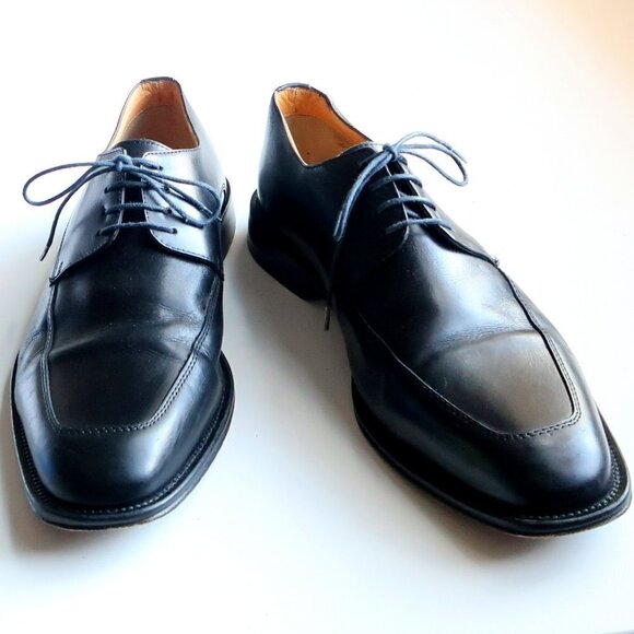 Brooksfiel Men's Italian Black Leather Lace-up Oxford Derby Formal Dress Shoes - Picture 12 of 15